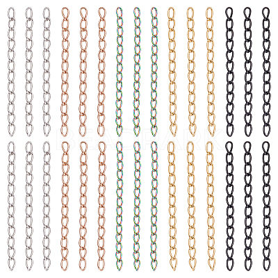 100Pcs 5 Colors 304 Stainless Steel Curb Chains Extender STAS-UN0038-15B-1