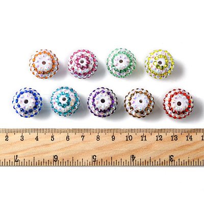20Pcs 9 Colors Striped Resin Rhinestone Beads OACR-FS0002-35-1
