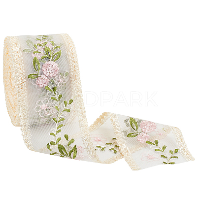 Polyester Embroidery Flower Lace Ribbons DIY-FG0004-74-1