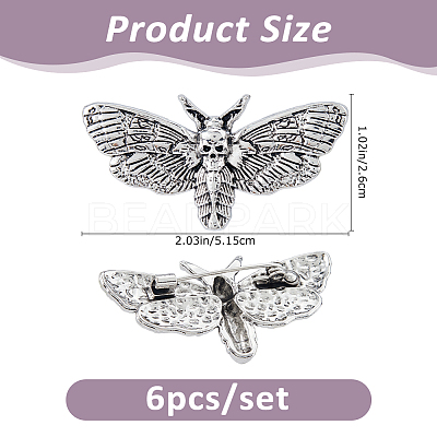 6Pcs Gothic Alloy Lapel Pins for Backpack Clothes JEWB-FH0002-83AS-1