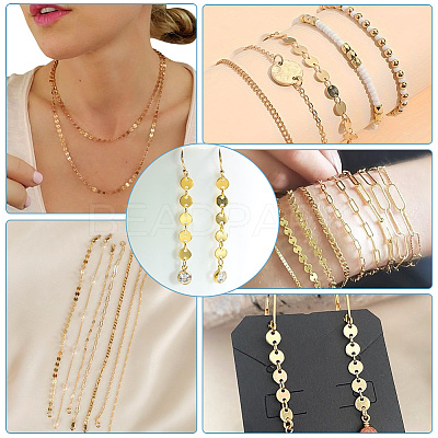 5M Rack Plating Brass Handmade Flat Sequin Chains CHC-SC0001-11-1