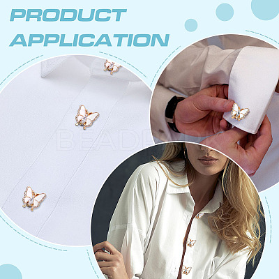 6Pcs Butterfly Alloy Rhinestone Cufflinks FIND-ME0003-13-1