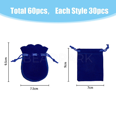 60Pcs 2 Style Velvet Bags TP-HY0001-12-1