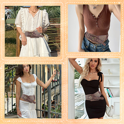 Imitation Leather with Alloy Rivet Chain Belts AJEW-WH20006-252-1