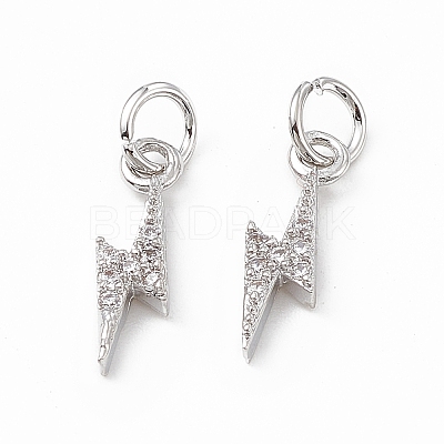 Brass Micro Pave Cubic Zirconia Charms KK-E068-VB223-1
