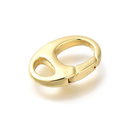 Rack Plating Oval Brass Spring Gate Rings KK-Z086-53G-05-1