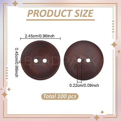 100Pcs Wood Buttons BUTT-GO0001-11-1