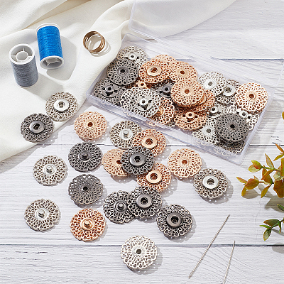 24Pcs 3 Colors Alloy & Brass Snap Buttons FIND-NB0003-69-1