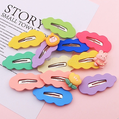 Cute Cream Color Leaf Shape Alloy Snap Hair Clips OHAR-PW0003-094-1