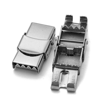 Non-Tarnish 201 Stainless Steel Watch Band Clasps X-STAS-C006-1-02-1