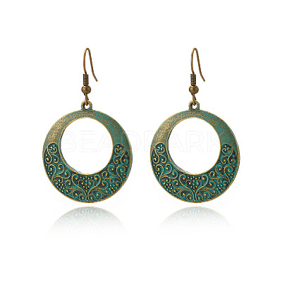 Bohemian Style Alloy Synthetic Turquoise Dangle Earrings FS-WG7654C-08-1