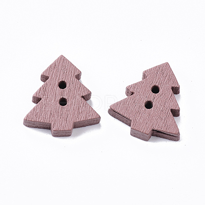 2-Hole Spray Painted Wooden Buttons BUTT-T007-010B-01-1