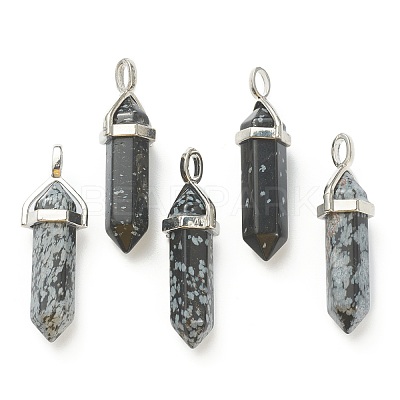 Natural Snowflake Obsidian Pointed Pendants G-M378-01P-A09-1