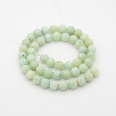 Natural Flower Amazonite Round Bead Strands G-P070-33-8mm-1