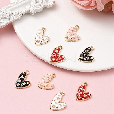 8Pcs 4 Colors Alloy Enamel Pendants ENAM-FS0001-63-1
