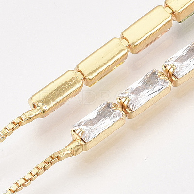 Adjustable Brass Cubic Zirconia Slider Bracelets BJEW-S142-01A-G-1