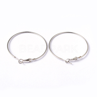 Platinum Color Brass Hoop Earrings X-EC108-3NF-1