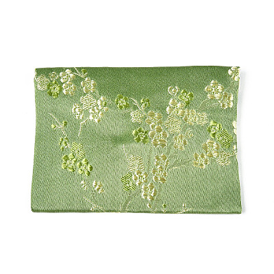 Plum Blossom Embroidery Silk Cloth Envelope Jewelry Storage Bags with Snap Button ABAG-N008-10x12-D01-1