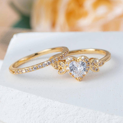 Alloy Micro Pave Cubic Zirconia Finger Rings Sets for Women FS-WGC007F-03-1