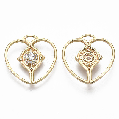 Brass Micro Pave Cubic Zirconia Pendants KK-R130-027G-NF-1