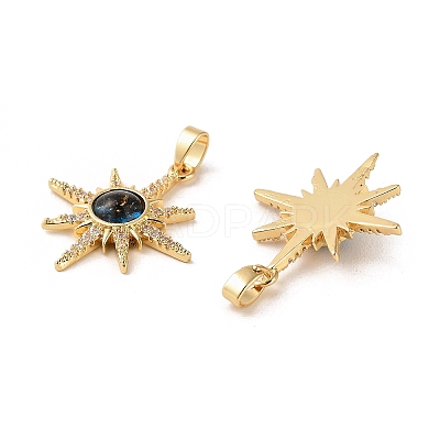 Rack Plating Brass Micro Pave Cubic Zirconia Pendants KK-C037-05G-1
