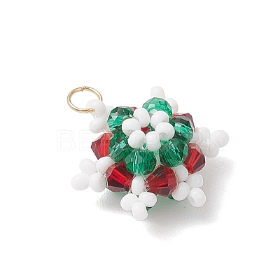 5Pcs 5 Colors Glass Seed Beaded Snowflake Pendants PALLOY-MZ00815-1