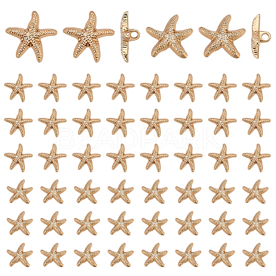 60Pcs 2 Styles 1-Hole Alloy Shank Buttons BUTT-PH0001-79KCG-1