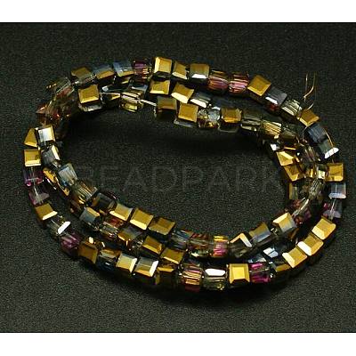 Electroplate Glass Beads Strands EGLA-D018-4x4mm-17-1