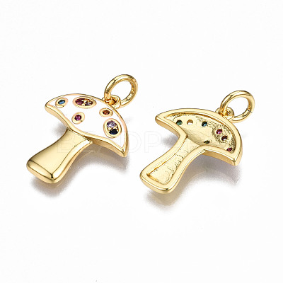 Autumn Theme Brass Micro Pave Cubic Zirconia Enamel Pendants ZIRC-Q200-023F-NF-1