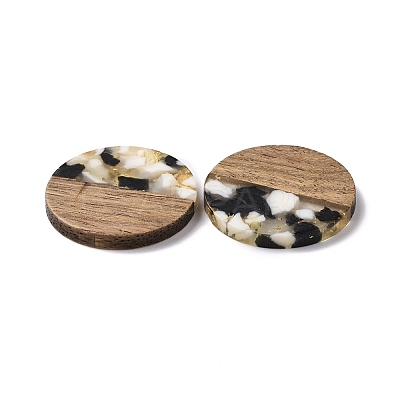 Transparent Resin & Walnut Wood Pendants RESI-N025-045B-1