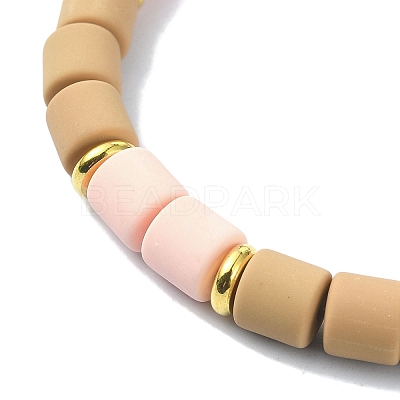 Polymer Clay Column Beaded Stretch Bracelets BJEW-JB09782-04-1