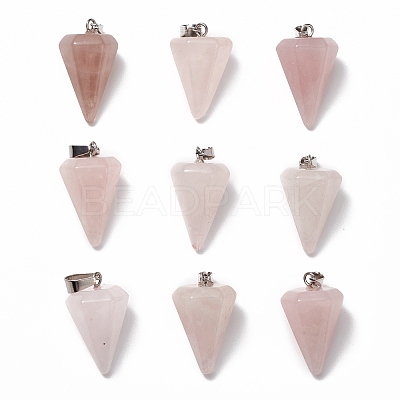 Cone/Spike/Pendulum Natural Rose Quartz Stone Pendants X-G-R278-82-1