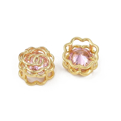 Brass Micro Pave Cubic Zirconia Beads KK-C093-08G-02-1