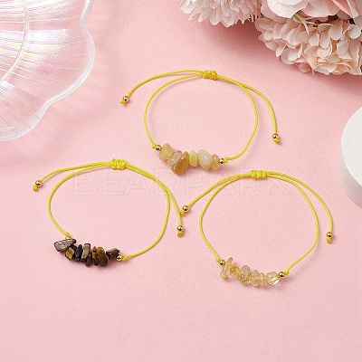 3Pcs 3 Styles Gemstone Braided Bead Bracelets BJEW-JB11146-02-1