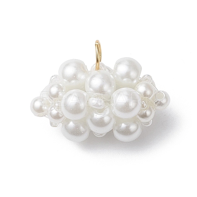 Pearlized Glass Pearl Beads Pendants PALLOY-MZ01101-01-1