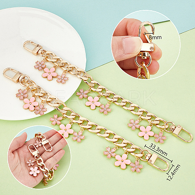 2Pcs Alloy Enamel Sakura Charm Purse Strap Extenders AJEW-PH0018-01-1
