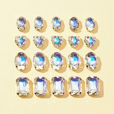 20Pcs 4 Styles Heart & Oval & Rectangle Sew on Rhinestone GLAA-FS0001-51B-1