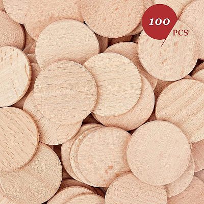 Beech Wooden Round Pieces LS-WOOD-WH0101-32B-1