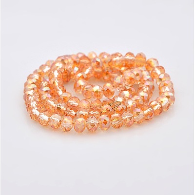 AB Color Plated Faceted Rondelle Electroplate Glass Beads Strands GLAA-A024D-AB09-1