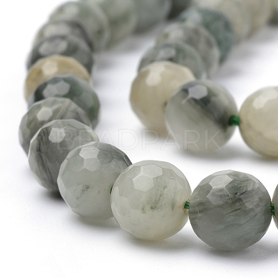 Natural Green Line Jasper Beads Strands X-G-Q462-102-8mm-1