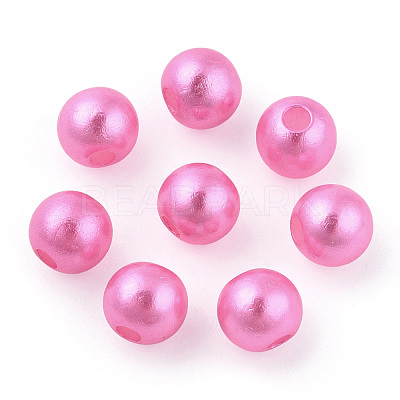 Spray Painted ABS Plastic Imitation Pearl Beads OACR-T015-05A-15-1