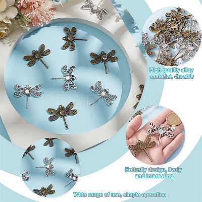 Tibetan Style Alloy Pendant Cabochon Settings with Transparent Glass Cabochons DIY-GO0002-31B-1