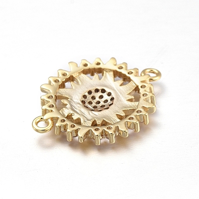 Brass Micro Pave Clear Cubic Zirconia Links connectors ZIRC-L085-74G-1