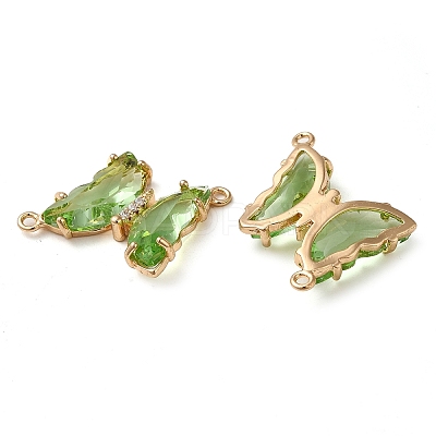 Brass Pave Faceted Glass Connector Charms X-FIND-Z020-04H-1
