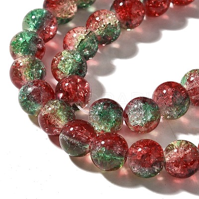 Christmas Theme Crackle Glass Beads Strands X1-CCG-C002-8mm-12-1