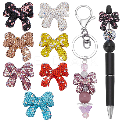 7Pcs 7 Colors Polymer Clay with Rhinestone Beads CLAY-GA0001-05-1