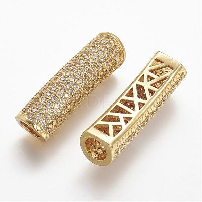 Brass Micro Pave Clear Cubic Zirconia European Bead ZIRC-N025-58G-1
