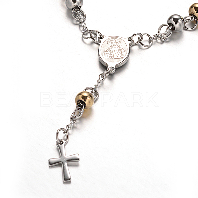 Rosary Bead Bracelets with Cross BJEW-E282-03GP-1