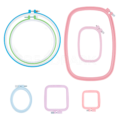 7Pcs 7 Styles Adjustable ABS Plastic Embroidery Hoops EMBR-OC0001-01-1