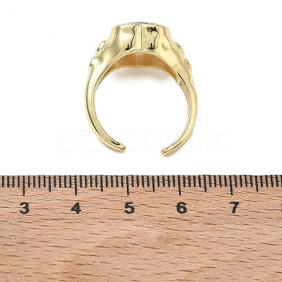 Brass Pave Cubic Zirconia Cuff Open Rings for Women RJEW-L343-08G-01-1